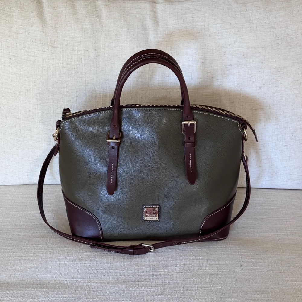 Dooney & Bourke  Olive and British Tan Large Satchel‎